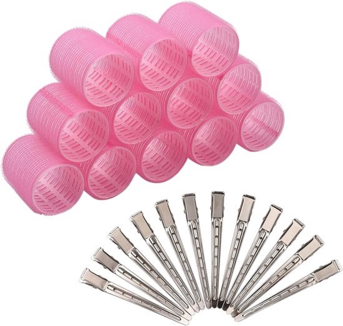 Haarrollers Set - Krulspelden Volume - Haar Stijlen - Zelf Houdend - 50 mm diameter - Roze