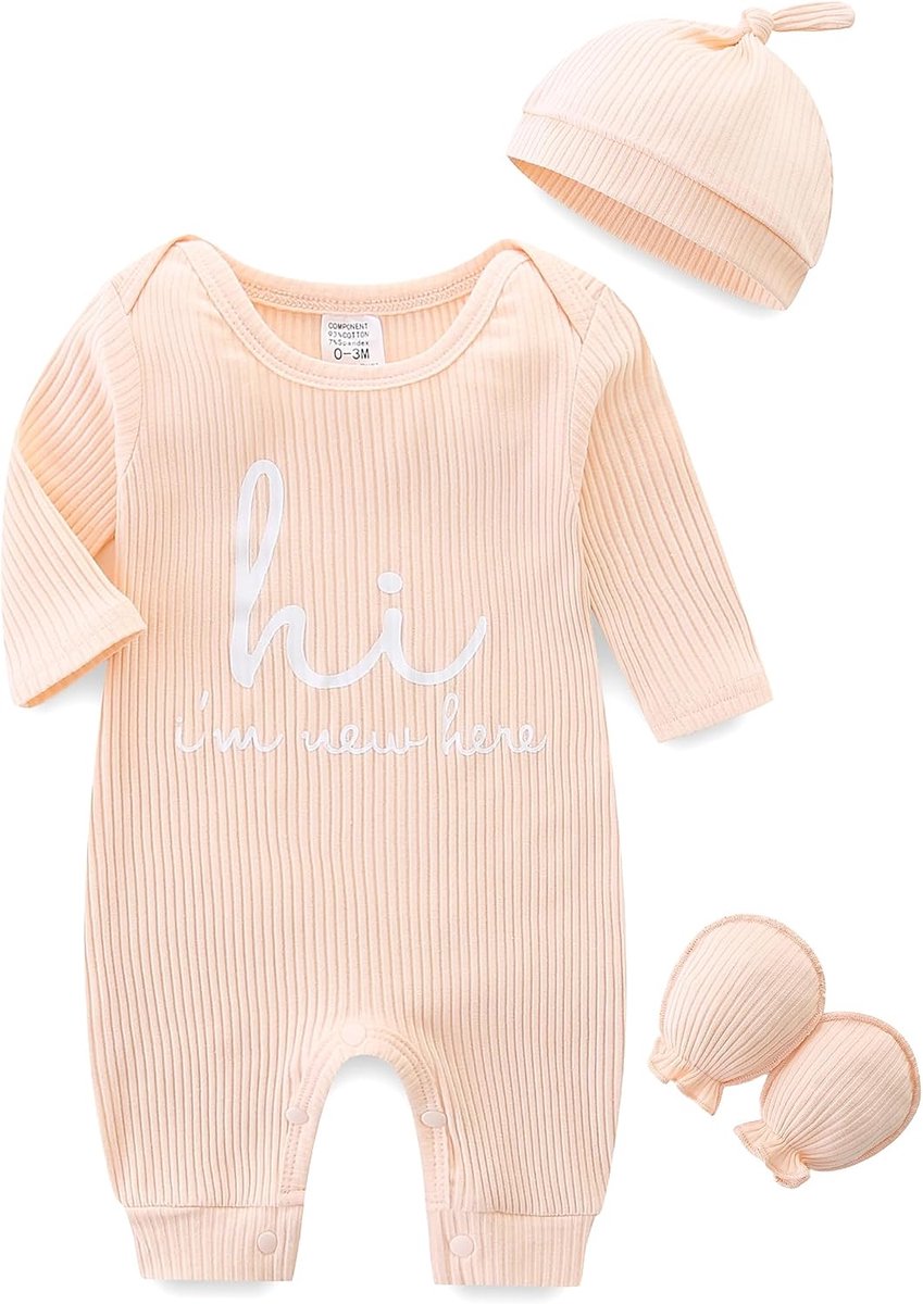 Jumpsuit voor baby's, meisjes, jongens, katoen, rompertje voor baby's, meisjes, 0-3 maanden, overall voor baby's, jongens, babypyjama, babyromper, overall kleding