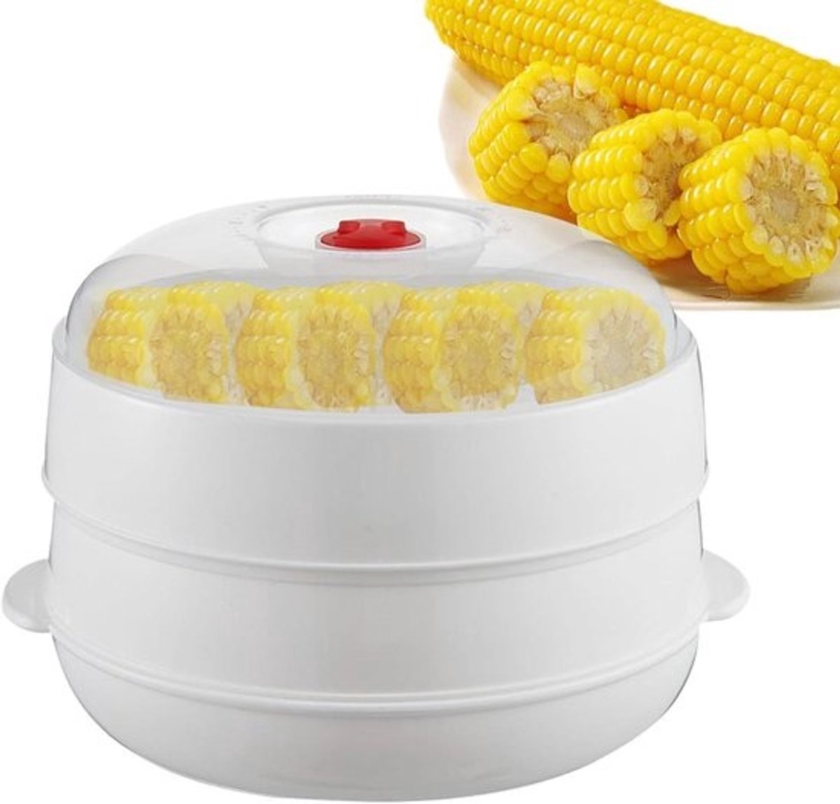 Stoomkoker met deksel - Opwarmcontainer - Snel koken - Transparant deksel - Dubbele laag - Transparant