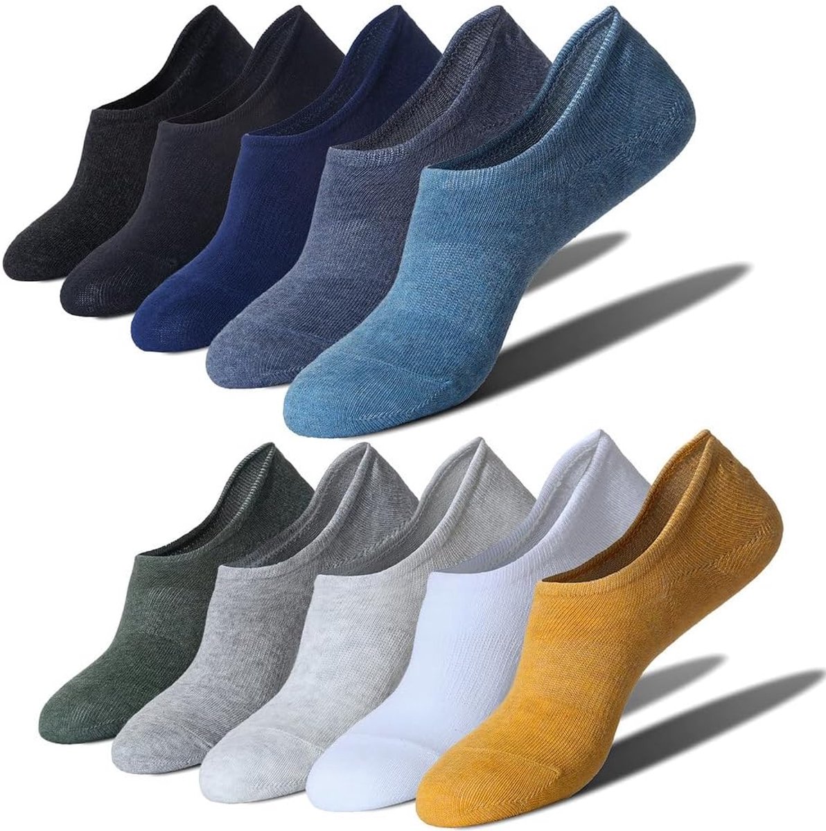 Socks Men'S Low-Cut Invisible Socks, Breathable Cotton Athletic Training Socks, Silicone Anti-Slip Socks, 10 Pair Pack