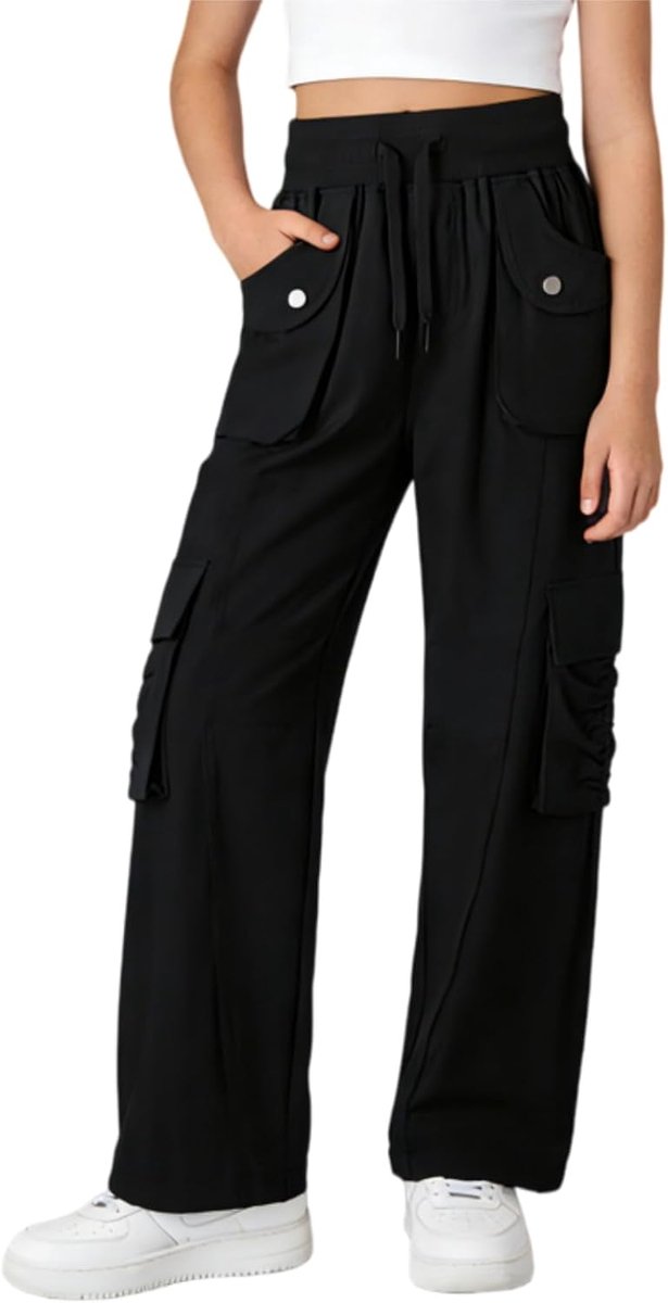Cargobroek voor meisjes, waterdicht, joggen, wandelen, hoge taille, licht, sneldrogend