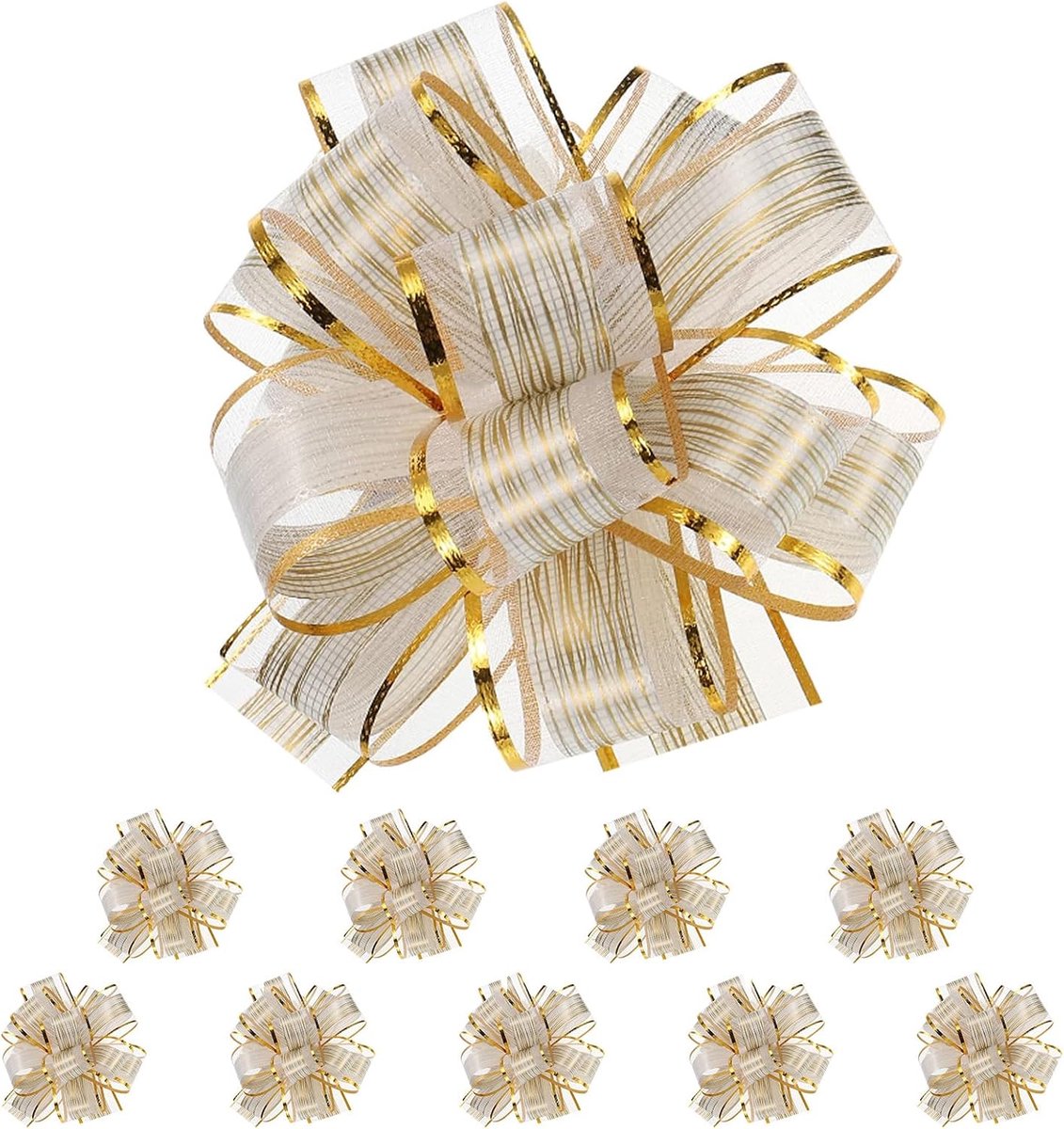Strikken wit: cadeaustrik met cadeaulint, strik ø 17 cm, decoratieve strikken voor bruiloft verjaardag Kerstmis auto decoratie geschenkverpakking (wit)