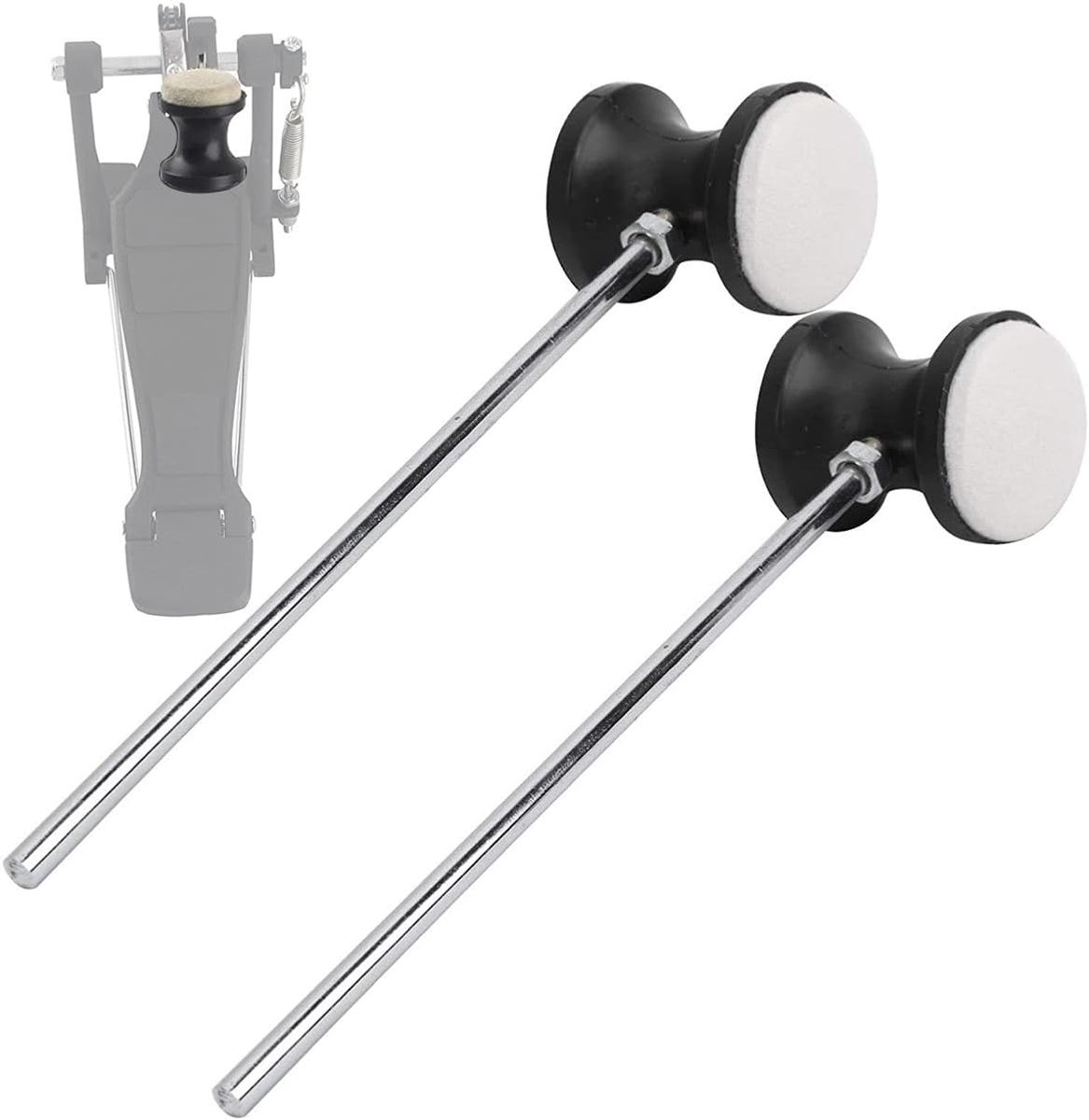 Drumklopper voor contrabasdrumpedaal 180 mm roestvrijstalen handgreep Drum percussie onderdelen accessoires -Pack van 2