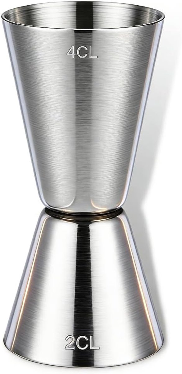 Maatbeker 2CL 4CL – Dubbele Jigger van Roestvrij Staal, Drank Maatbeker voor Gin, Whiskey, Alcohol, Hoogwaardige Bar- en Cocktailaccessoires