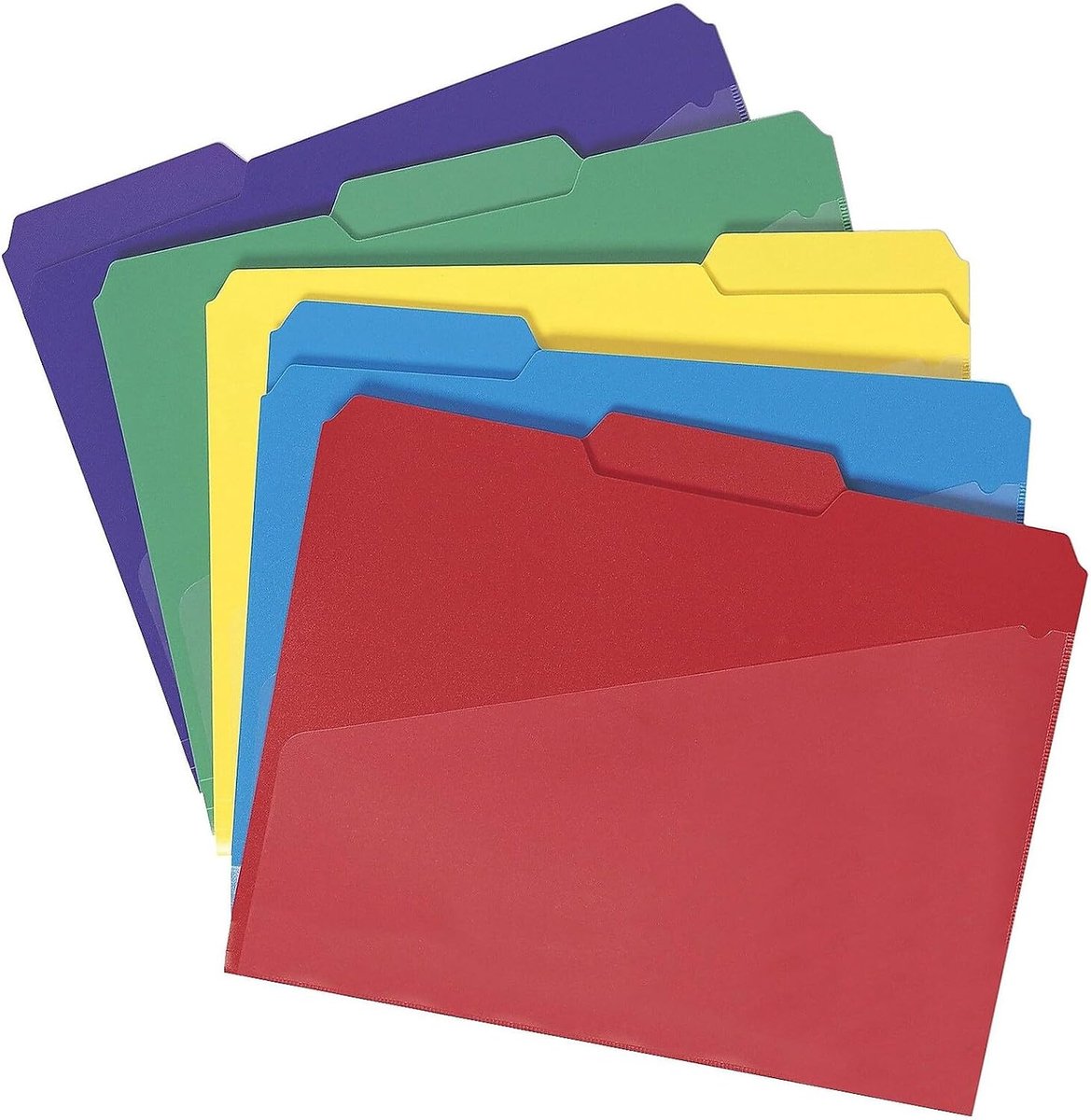 Pocket Poly File Folders, 1/3 Cut Top Tab, Letter, assortiment, 30/Box