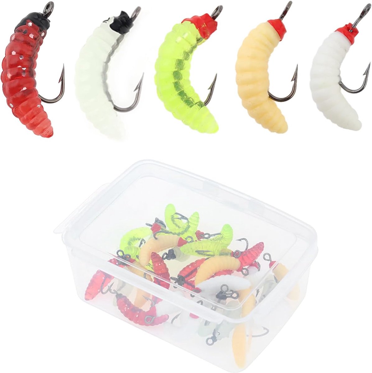 Zachte Maggot Aas Nep Brood Wormen, Siliconen Zachte Maggot Aas Brood Worm Vissen Lokken, Maggots Visaas voor Crappie Bass Forel
