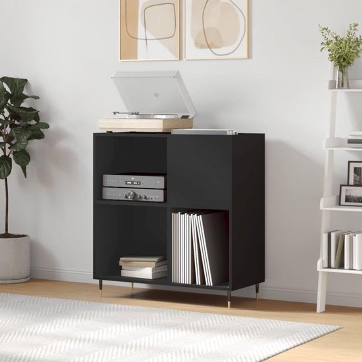 Platenkast - Opbergkast CD DVD - Muziekcollectie Organiseren - Multiplex met Glad Oppervlak - 845 x 38 x 89 cm