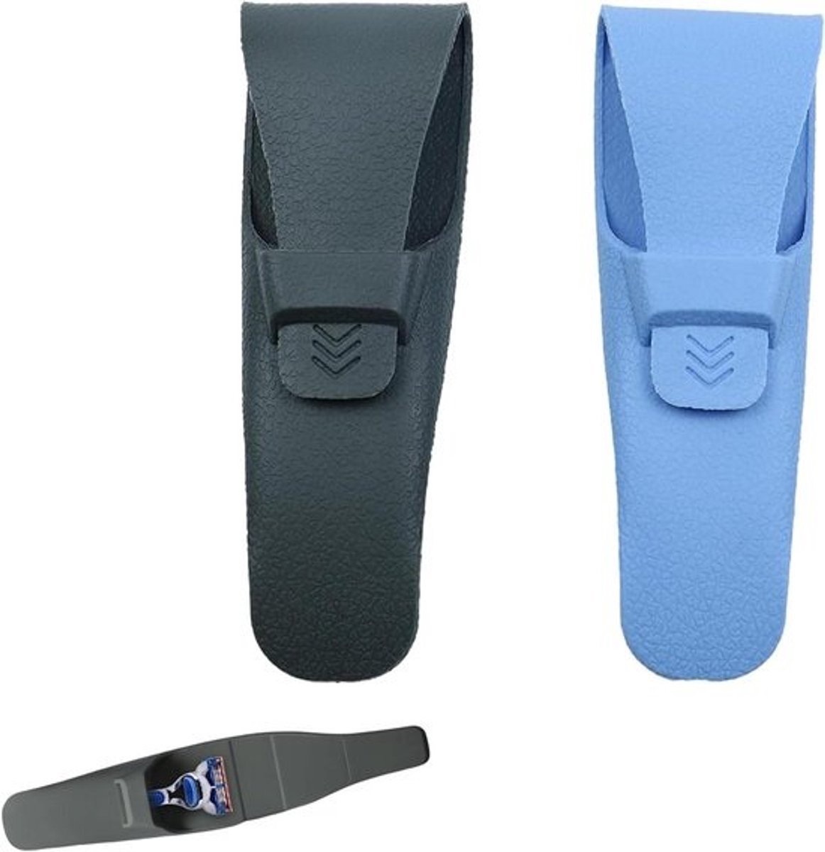 Scheermes Etui - Scheermes Houder - Veilig Opbergen - Waterdicht Siliconen - 257x 53 cm - Blauw en Donkergrijs