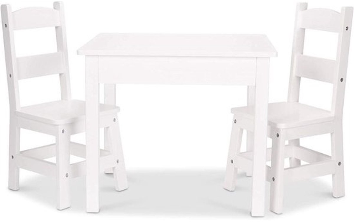 Houten Tafel en Stoelen Set - Wit voor Spelletjes en Creatief Spelen