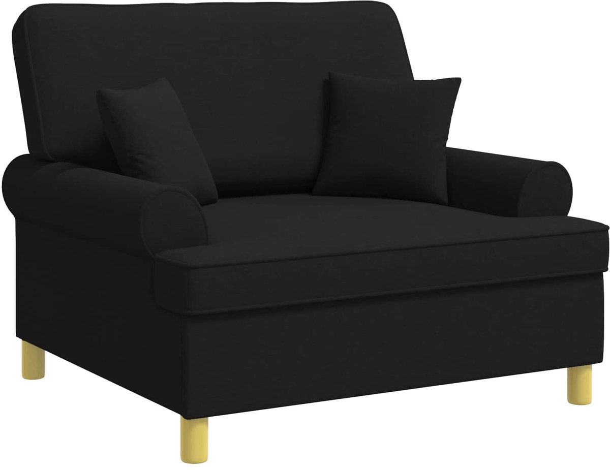 vidaXL XXL - fauteuil - met - kussens - Zwart - Stof