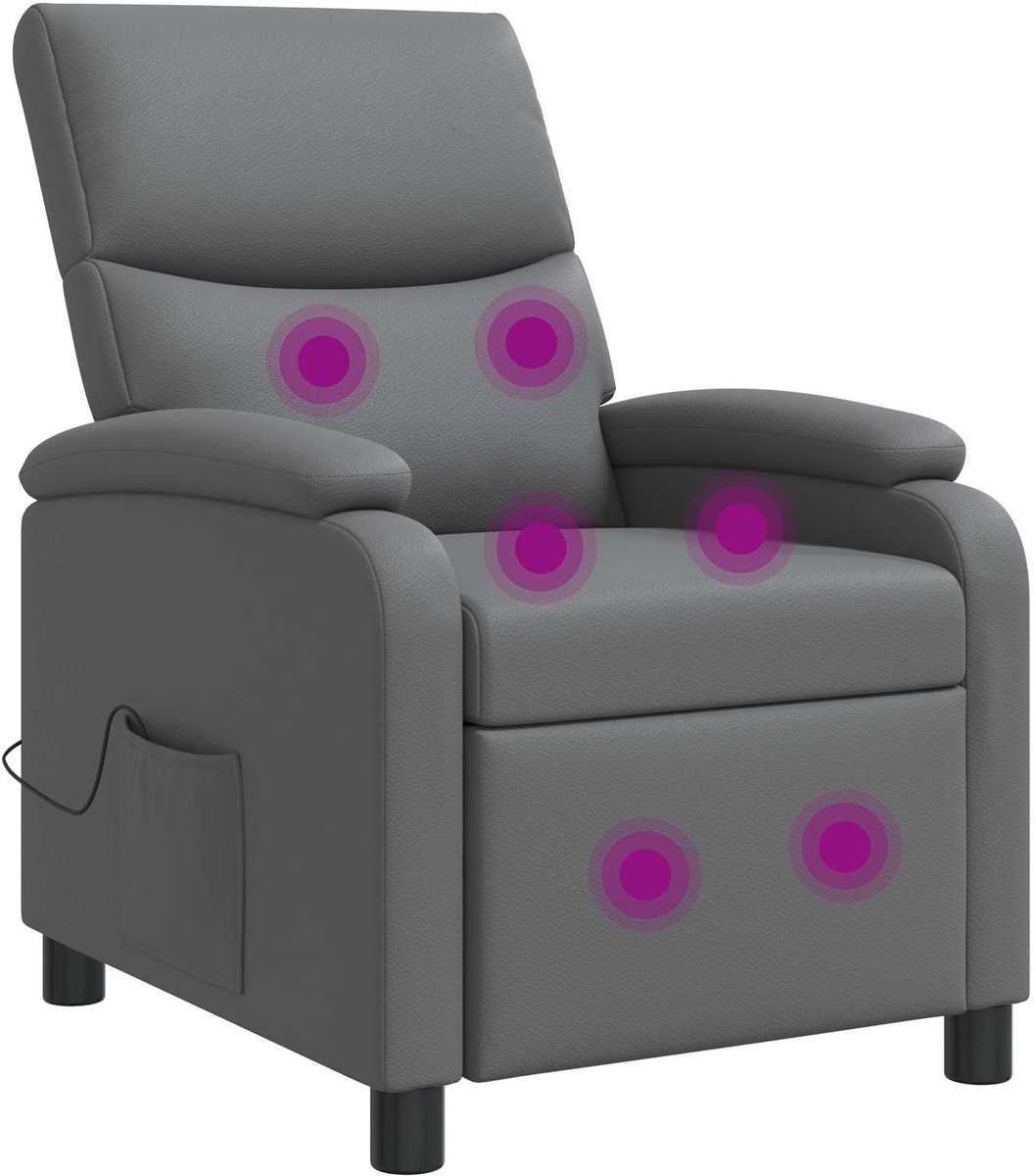 vidaXL Massage - Relaxstoel - Grijs - Kunstleer