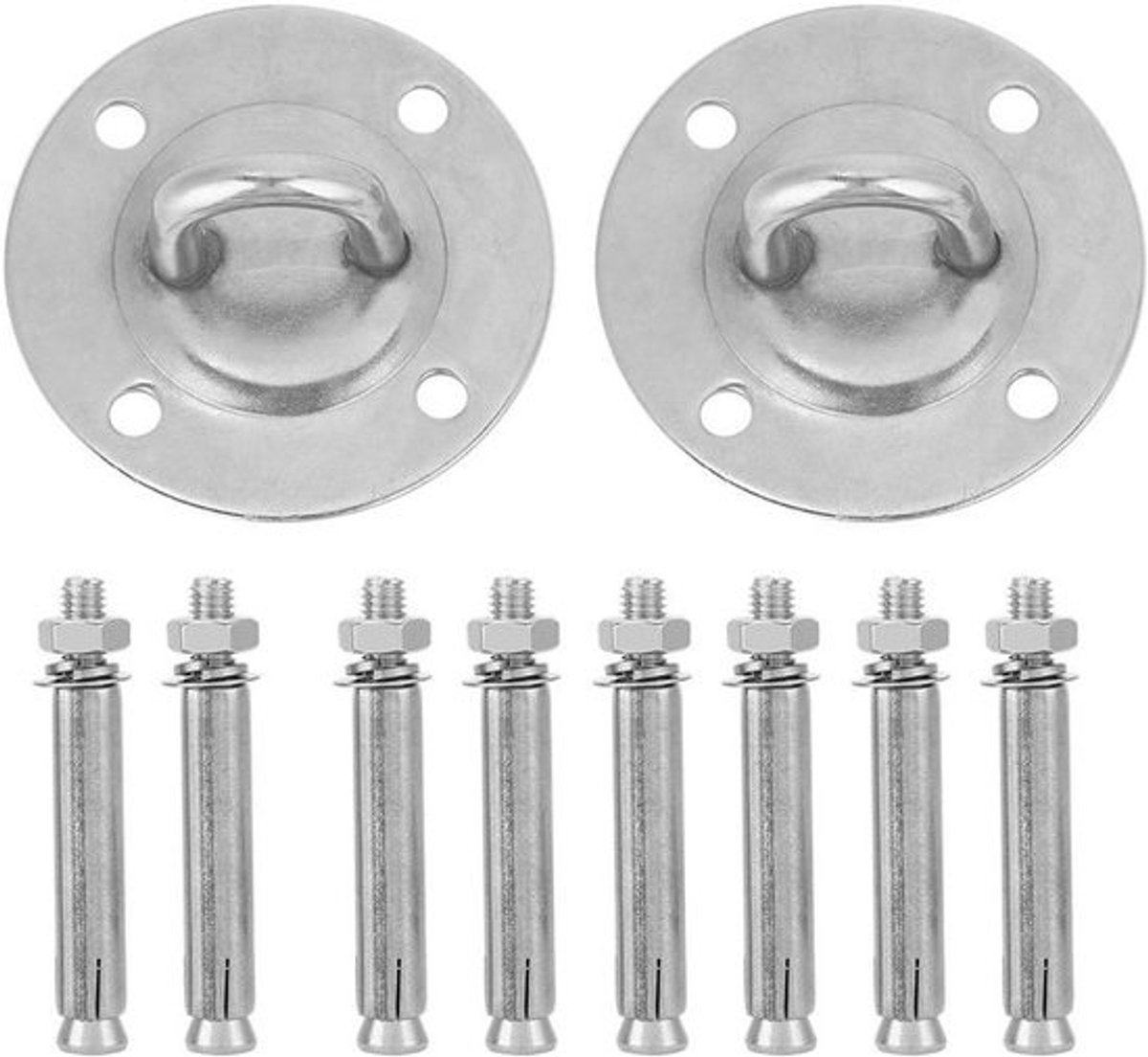 Plafondanker Set - Muurbevestiging Haken - Thuis Trainen - Roestvrij Staal - 660g - Zilver