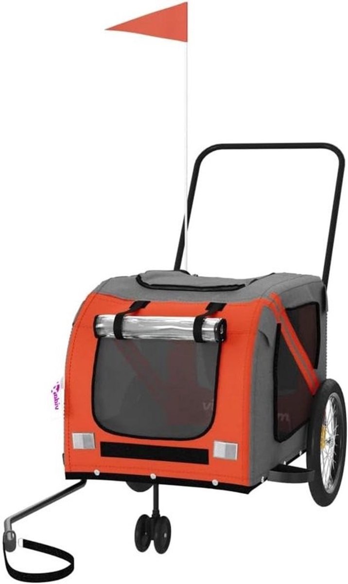 Hondenfietskar - Reiskar huisdier - Comfortabel reizen - Waterdichte hoes - 134 x 68 x 72 cm - Oranje grijs