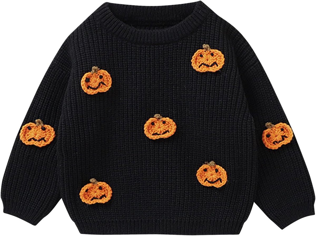 Baby Jongen Meisje Halloween Trui Pompoen Borduurwerk Gebreide Trui Sweatshirt Tops Herfst Winter Kleding