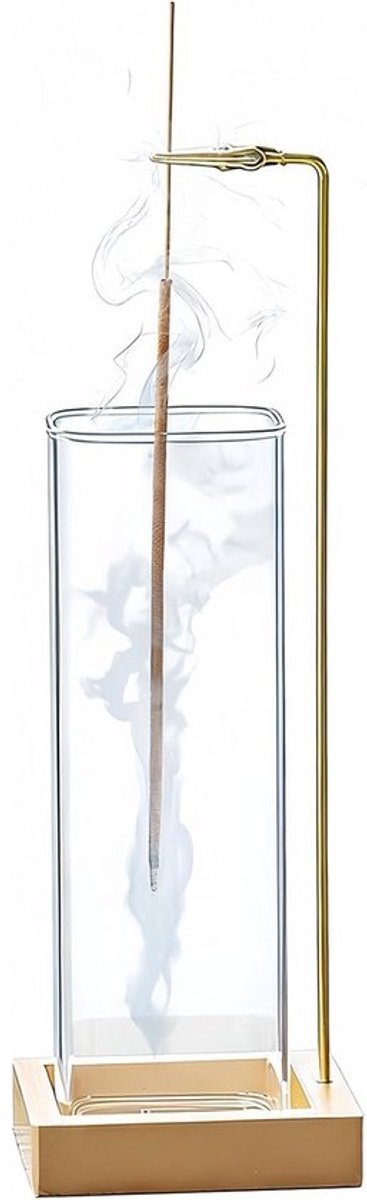 Metalen Wierookhouder voor Stokjes met Glazen Asvanger - Luxe Wierookbrander voor Woondecoratie en Meditatie