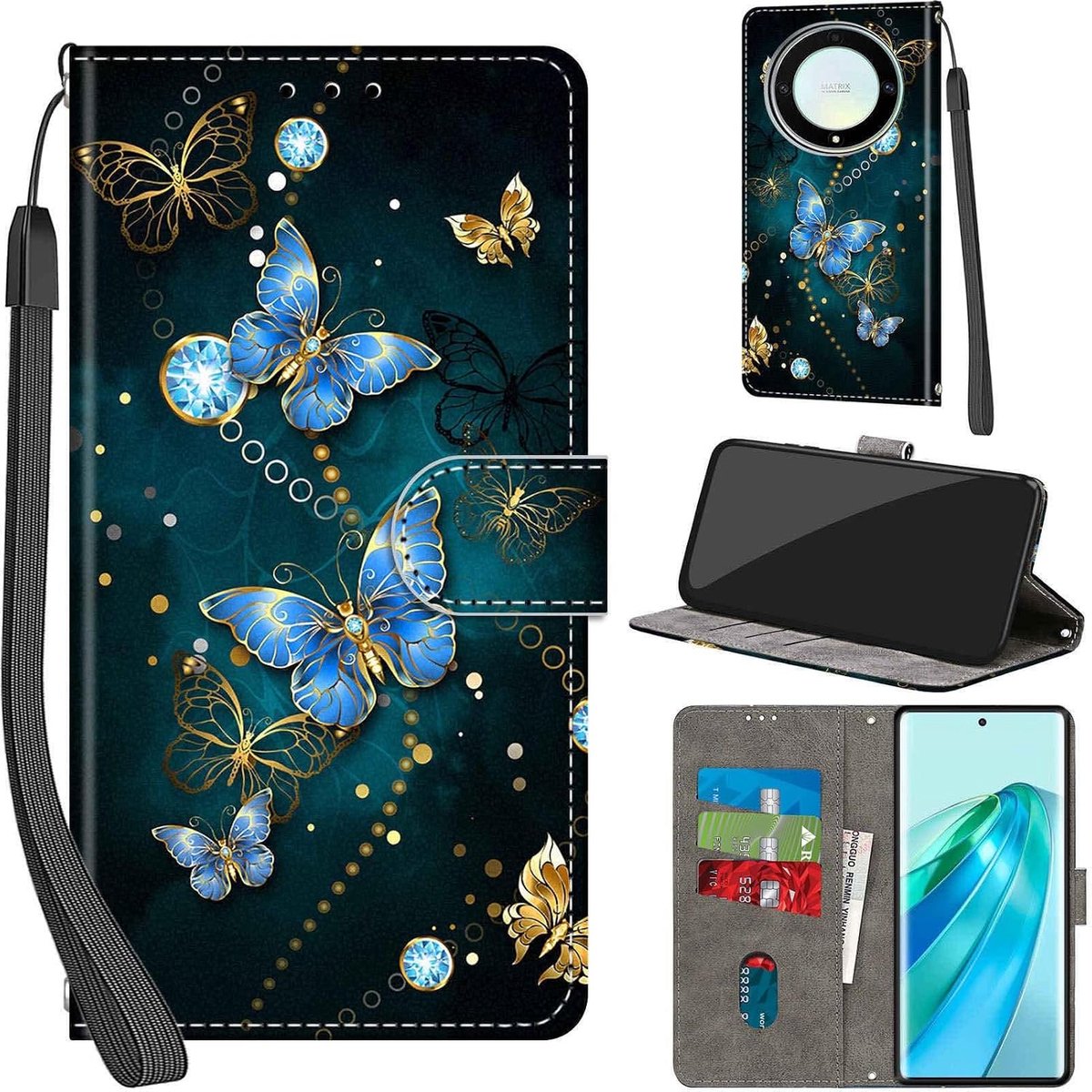 Portemonnee Telefoonhoes voor Honor X9A 5G / X40 5G Vlinder