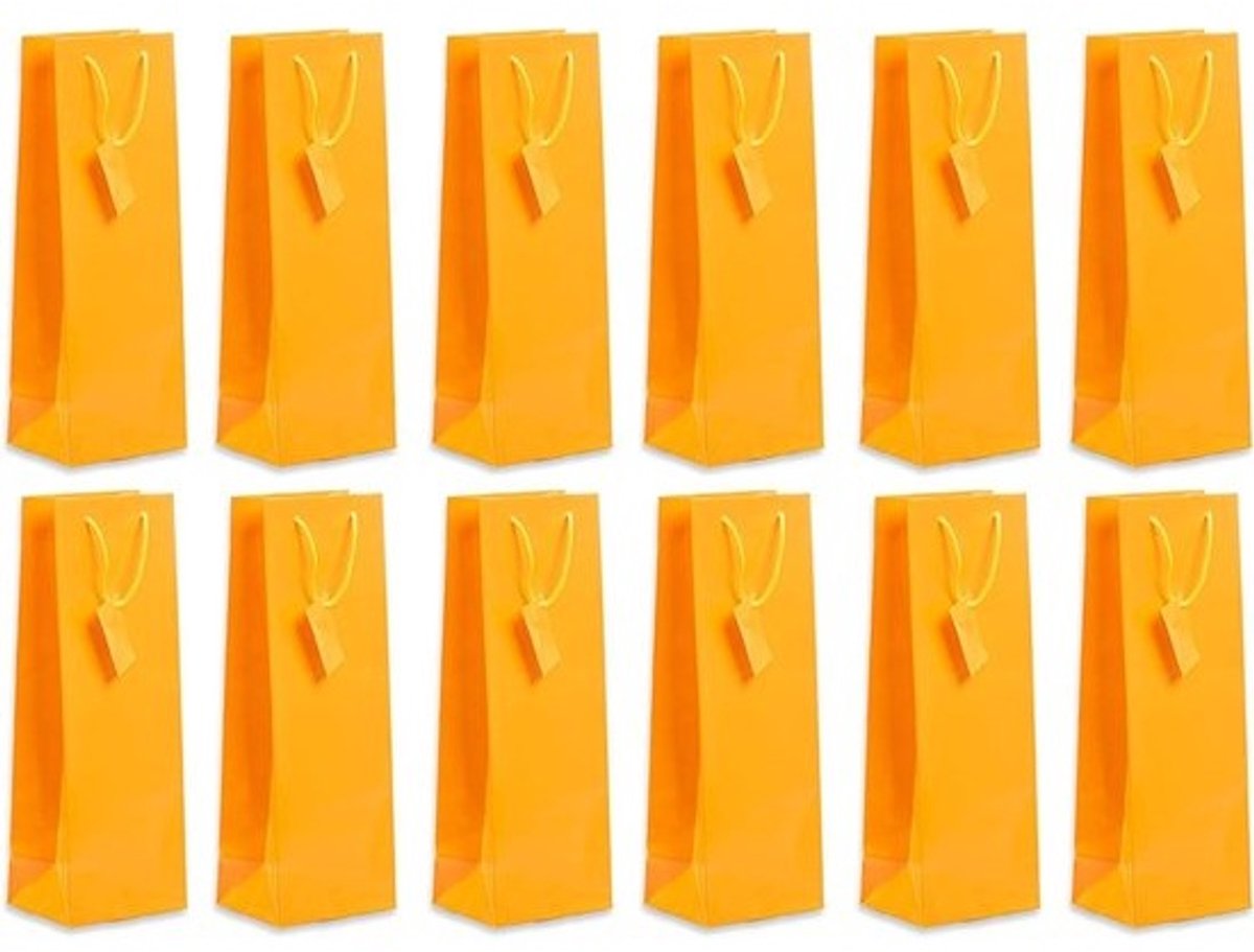 Flessenzakjes Geschenkzakjes - Cadeauverpakking Zakjes - Flessen Presenteren - Effekleur Ontwerp - 12 Stuks - Oranje