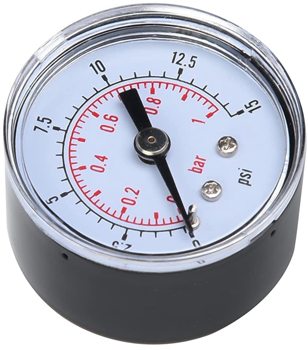Lucht, Manometer Wasser 10 Bar 1 Manometer 1 Manometer 1/8" BSPT-draad voor Water voor Lucht voor Olie(0-15psi,0-1bar)