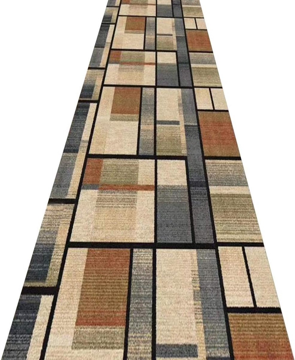 Lange loper tapijten voor hal gebied tapijten corridor tapijt Nordic Tradition Lattice ontwerp ademend slijtvast antislip mat, maat aanpasbaar (kleur: A, Maat : 1.2x5m)
