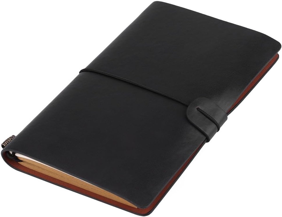 Asixx-reisnotitieboekje, 5-kleuren Klassiek PU-lederen reisnotitieboekje Gepersonaliseerde dagboekagenda Hervulbaar notitieblok (zwart)