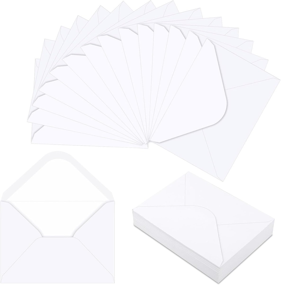 60 stuks, 12,5 x 17,5 cm, wit, kleine enveloppen zonder venster, B6, mini-enveloppen met natte plakrand, enveloppen voor wenskaarten, bruiloft, uitnodiging, verjaardagskaarten