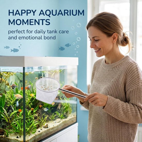 Aquariumnetten met telescopische handgreep van roestvrij staal, visnet, fijnmazig, vierkant, rond, voor vissen en garnalen, 2 stuks — afbeelding 4