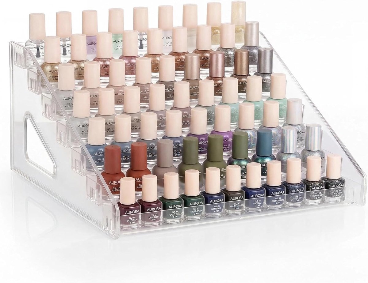 7 lagen nagellakopslag, acryl, transparant, nagellak, organizer, doorzichtige nagellakhouder, opbergstandaard voor etherische oliën, parfum, lippenstift, cosmetica, display rek (31 x 30 x