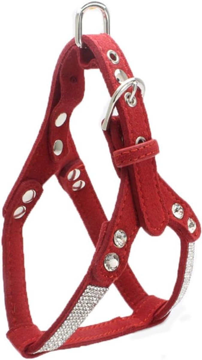 Hond Harnas met Diamante Bling Leuke Hond Harnas Puppies Harnas voor Honden, L, Rood