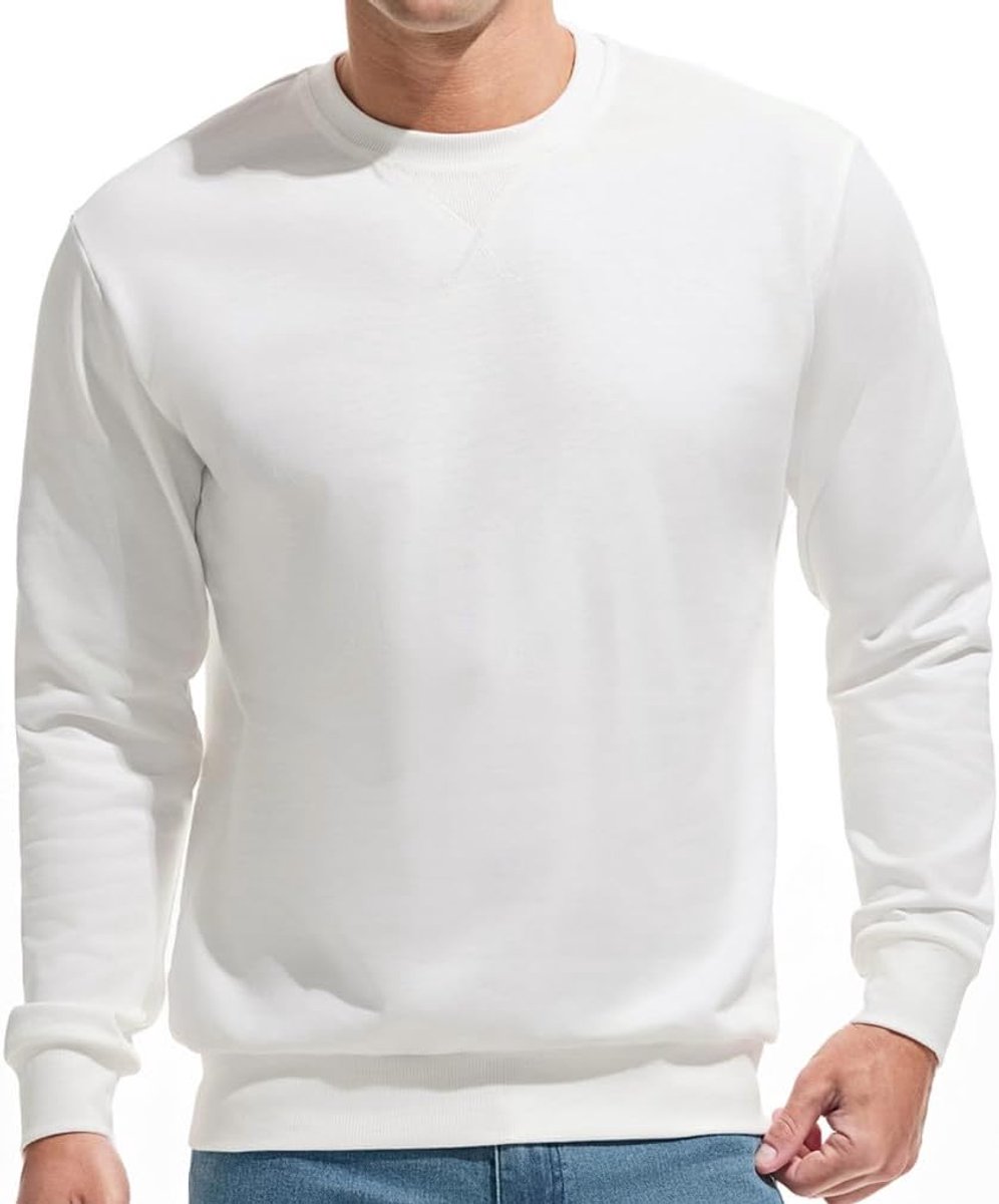 Heren sweatshirt met ronde hals basic pullover lange mouwen vrije tijd sport shirt