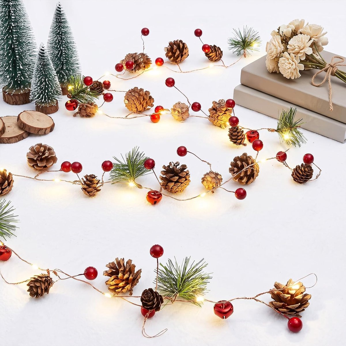 2M met Dennenappels,20 LED Warm Wit voor Binnen