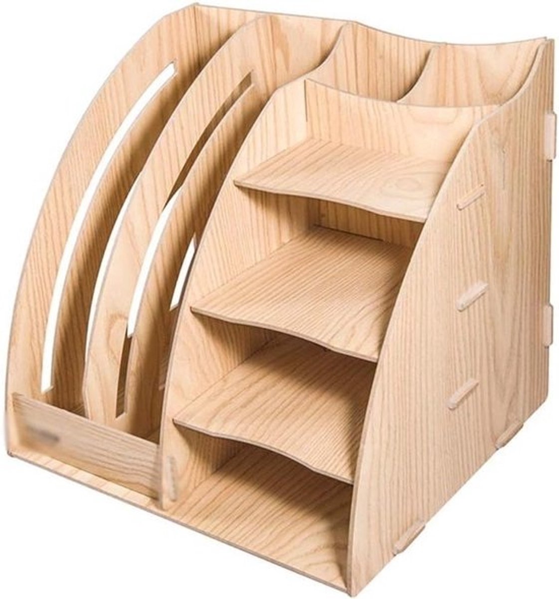 Bureau Documenten Organizer - Archiefbak Opberger - Bureau Opruimen - Stijlvol MDF Ontwerp - 29.7x26x26.5 cm - Houtkleur