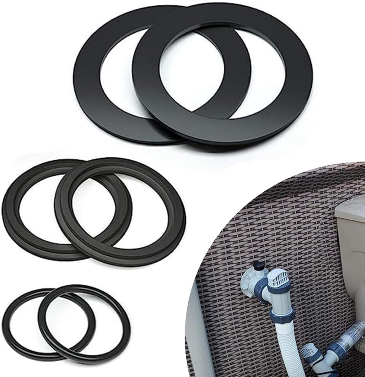 Dailygoods- Afdichtring Set - 6-delige O-Ringen - Rubber Afdichtingen - Reserveonderdeel Intex - Duurzaam en Betrouwbaar - Geschikt voor Zwembaden - O