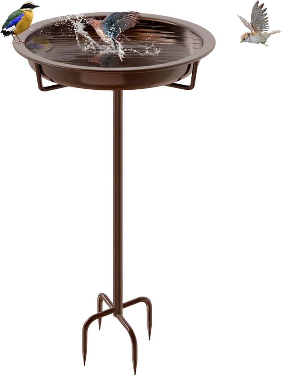 Dailygoods- Vogelbad Gietijzer - Vogelbad Voor Buiten - Tuin Decoratie - Weerbestendig - Stevig Metalen Vogelbad - 4 Tanden Basisstaak - Vogelvoeder