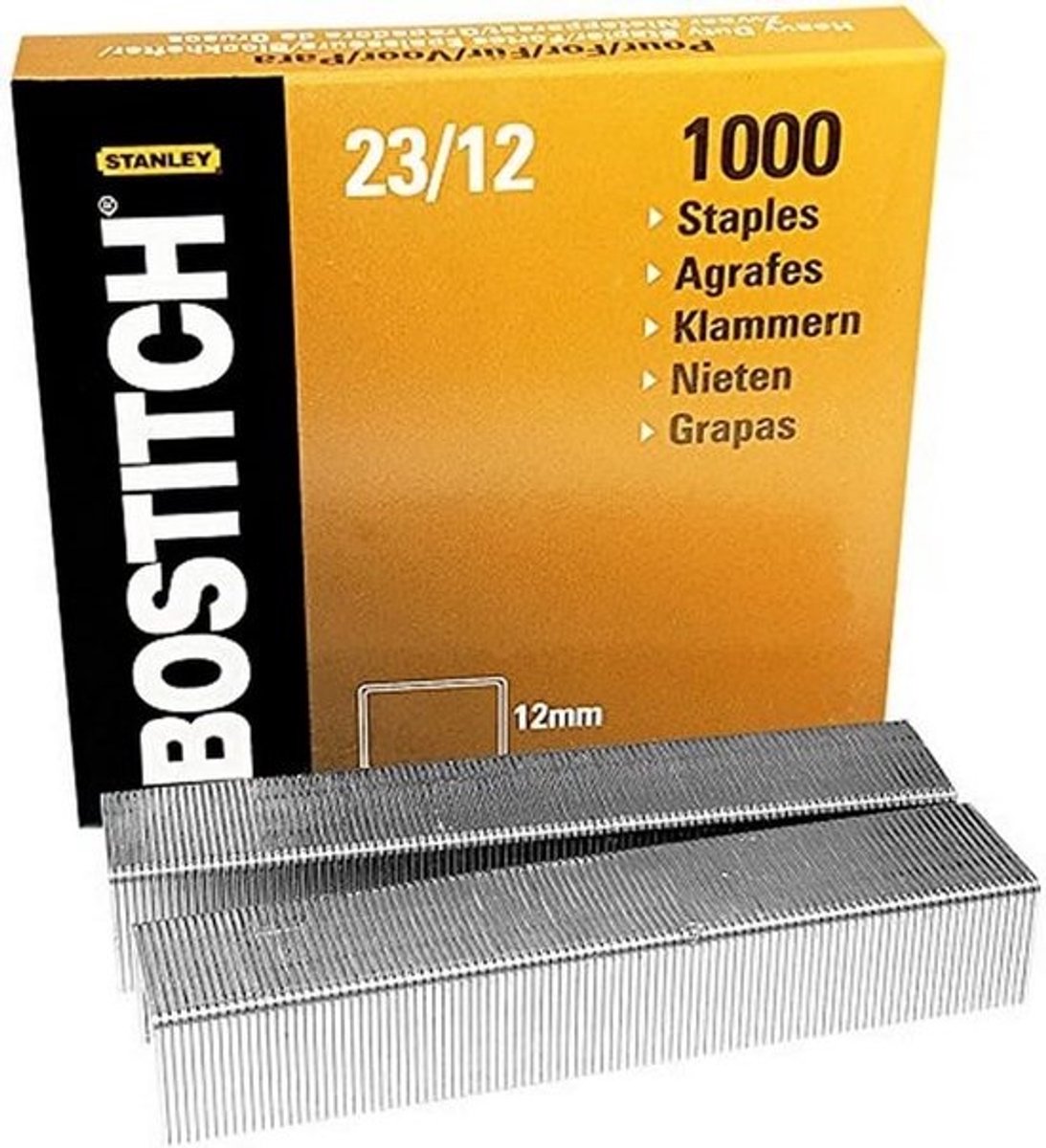 Grootverpakking nietjes 12x12 mm voor professionele nietmachine, 1000 stuks