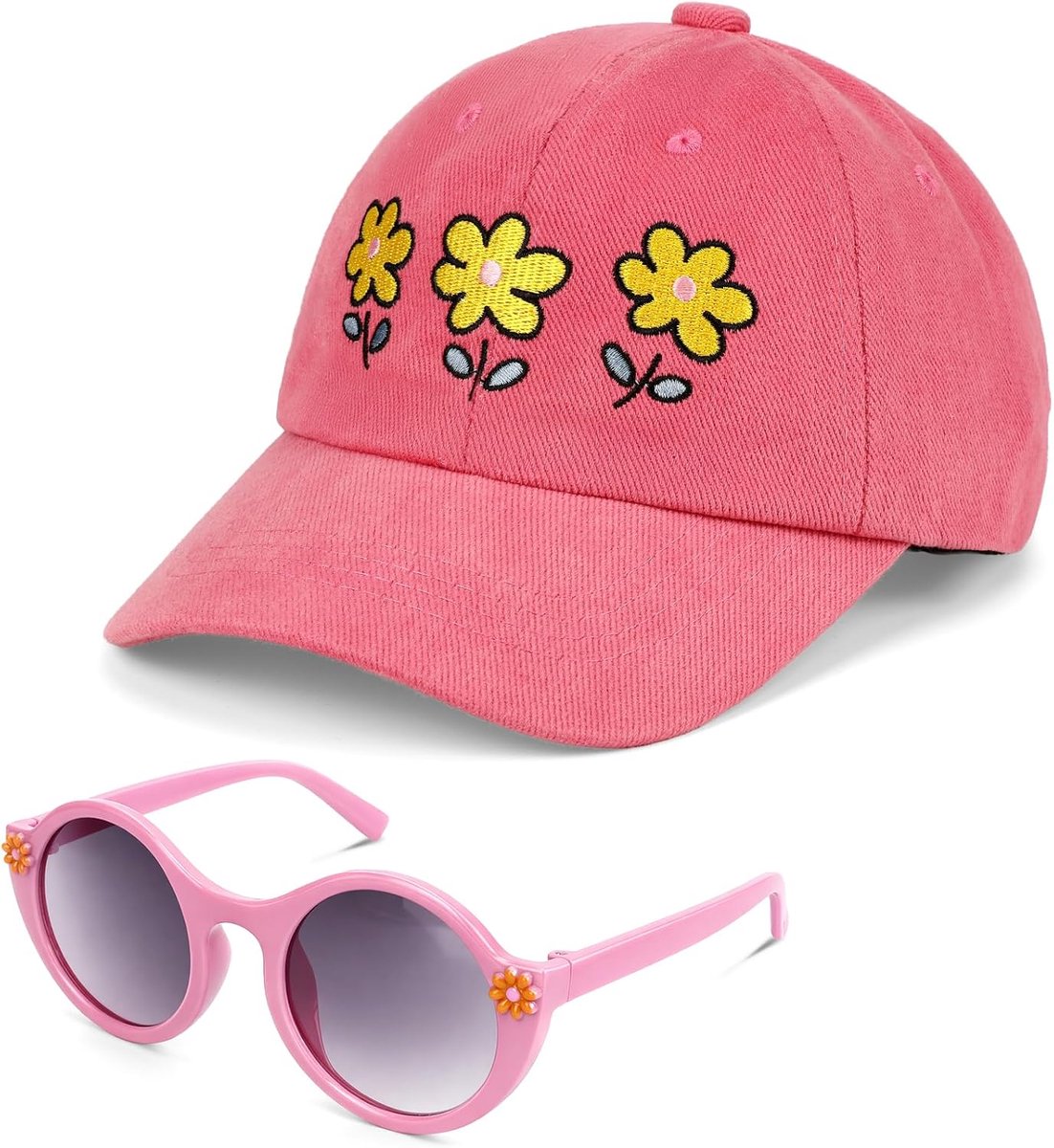 Zonnebril voor meisjes, baseballpet, verstelbare truckerhoed voor kinderen, schattige peuter, zonnehoed, zomer, outdoor, honkbalpet voor meisjes van 2-6 jaar