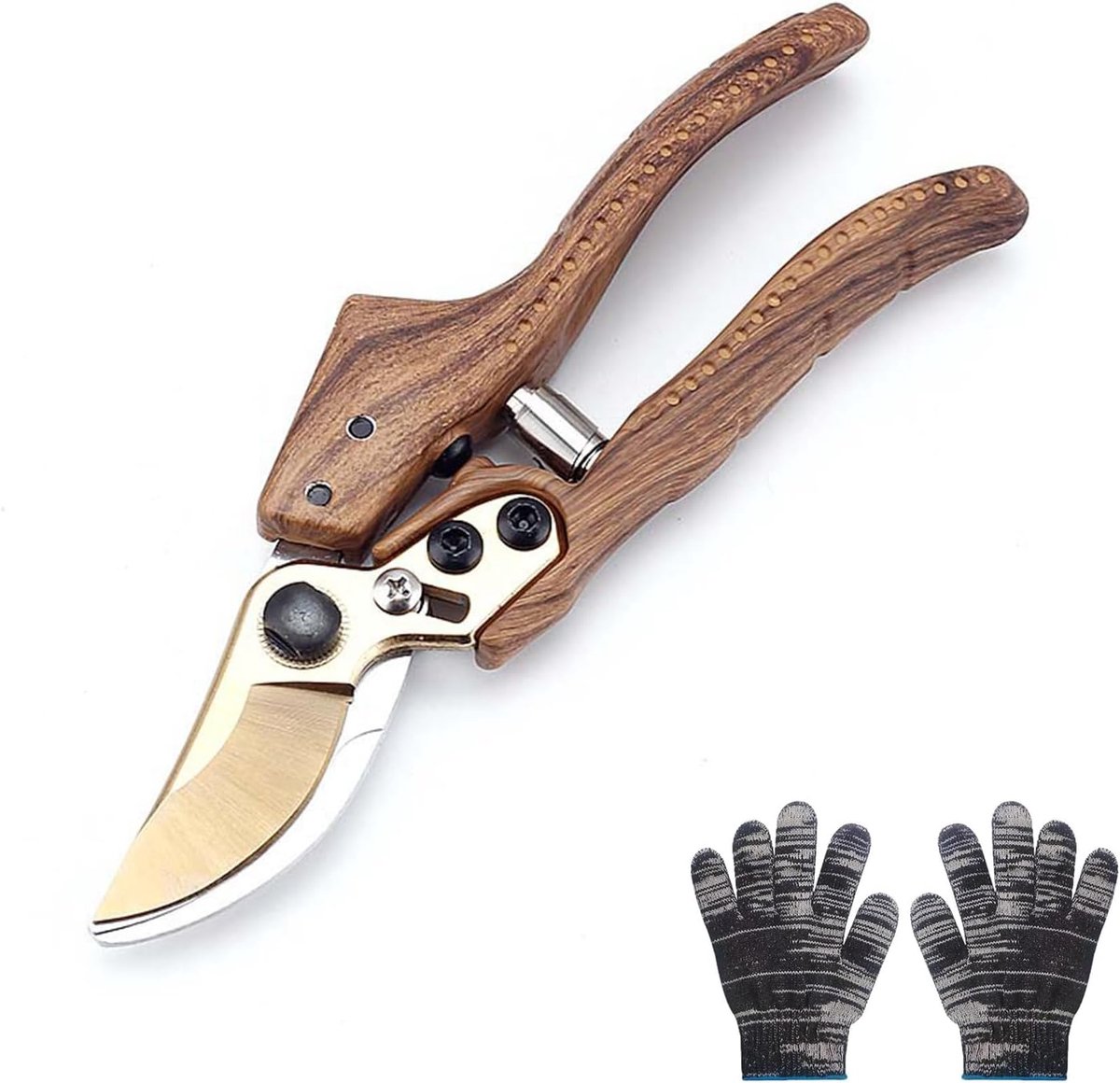 Hoogwaardige snoeischaar takkenschaar aambeeld ratels 215 mm - hout 35 mm - SKD roestvrij stalen lemmet, snijdiameter voor vers hout, bypass wijnschaar rozenschaar. Plantenschaar