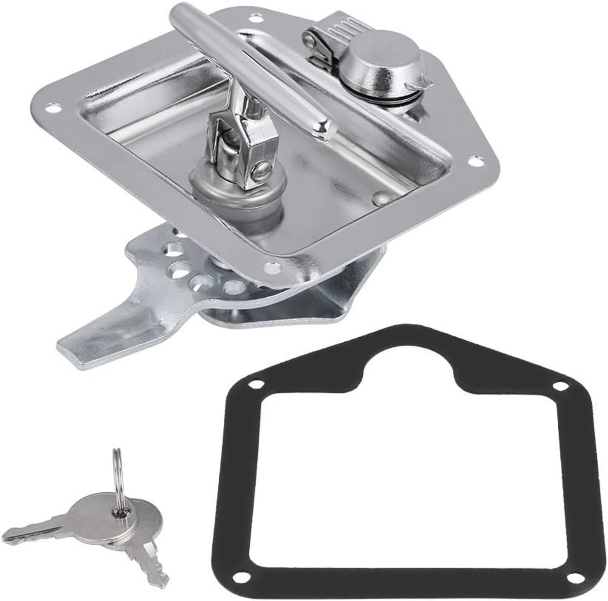 Dailygoods- T-handgreep Roestvrij Staal - Klap T-hendel - Sleutelset met 2 Sleutels - Rubberafdichting - Geschikt voor Gereedschapskist - Stofdicht en