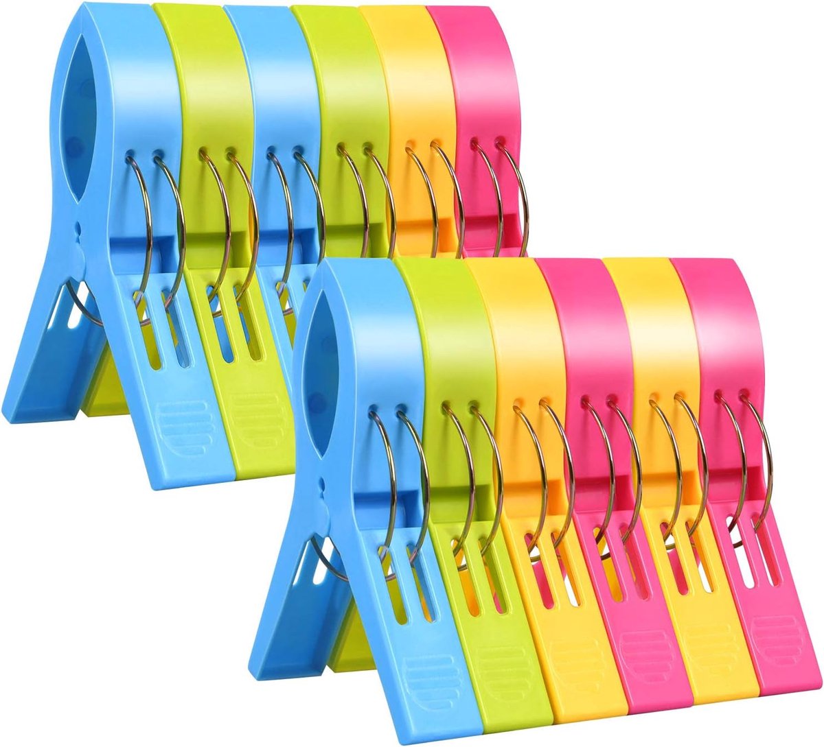 Dailygoods- Strandhanddoekclips 12 Stuks - Grote Wasknijpers - Antislip Ontwerp - Lichtgewicht - Multifunctioneel - Stevige Draagbare Clips - Handdoek