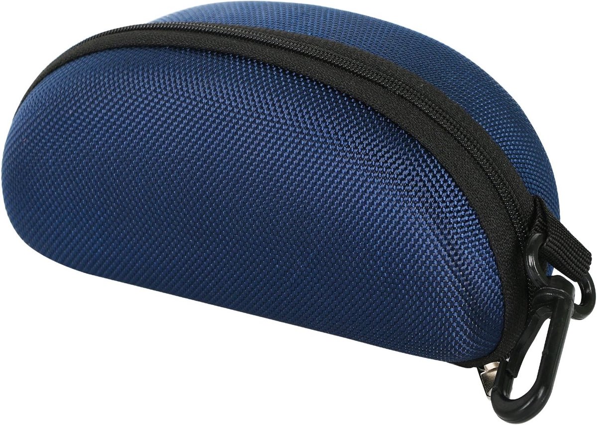 Dailygoods- Zonnebril Case Hard-shell - Beschermende Hoes - Ritsluiting - Karabijnhaak - Duurzaam - Stijlvol Donkerblauw - Brilhoes