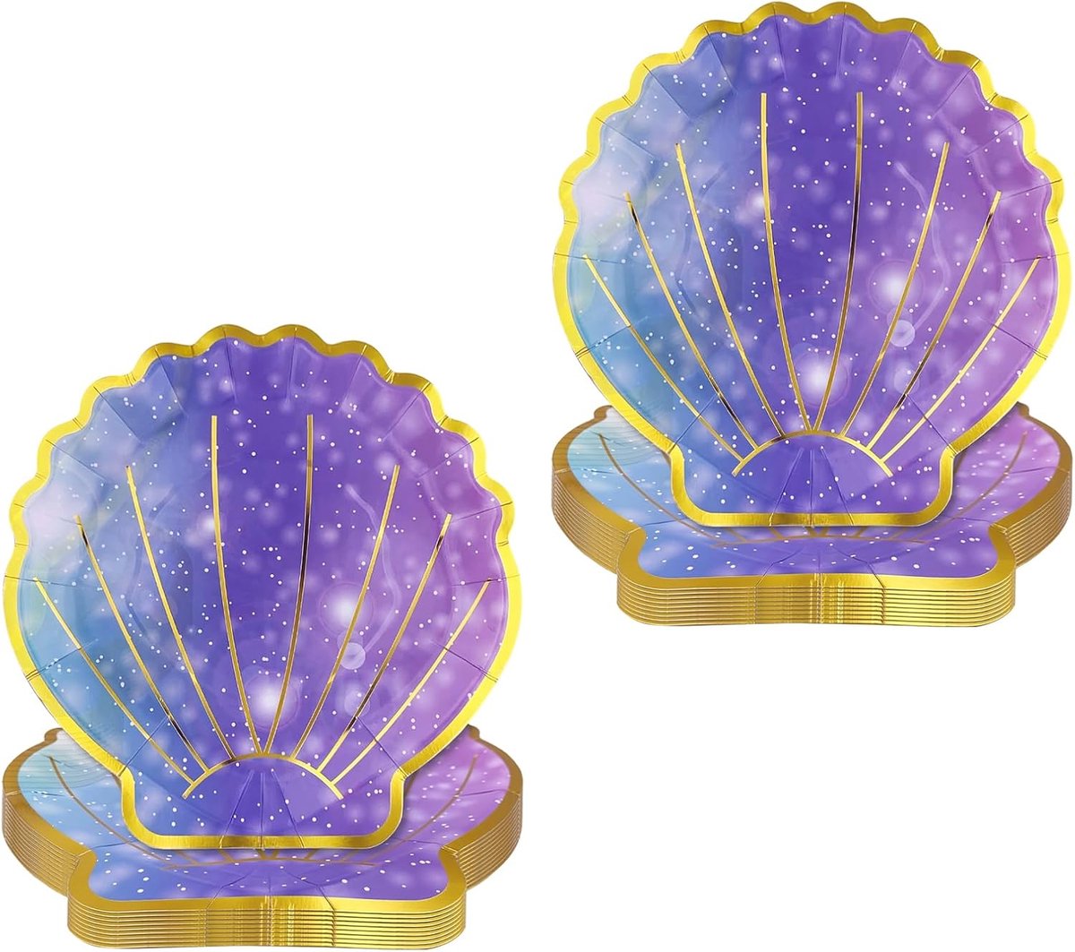 20 stuks papieren borden, pastel, kleurrijke schelpvorm, papieren borden, verjaardag, 23 × 22,5 cm, partyserviesset, donkere serie, strandfeestservies, voor verjaardag, zeethemafeest, camping