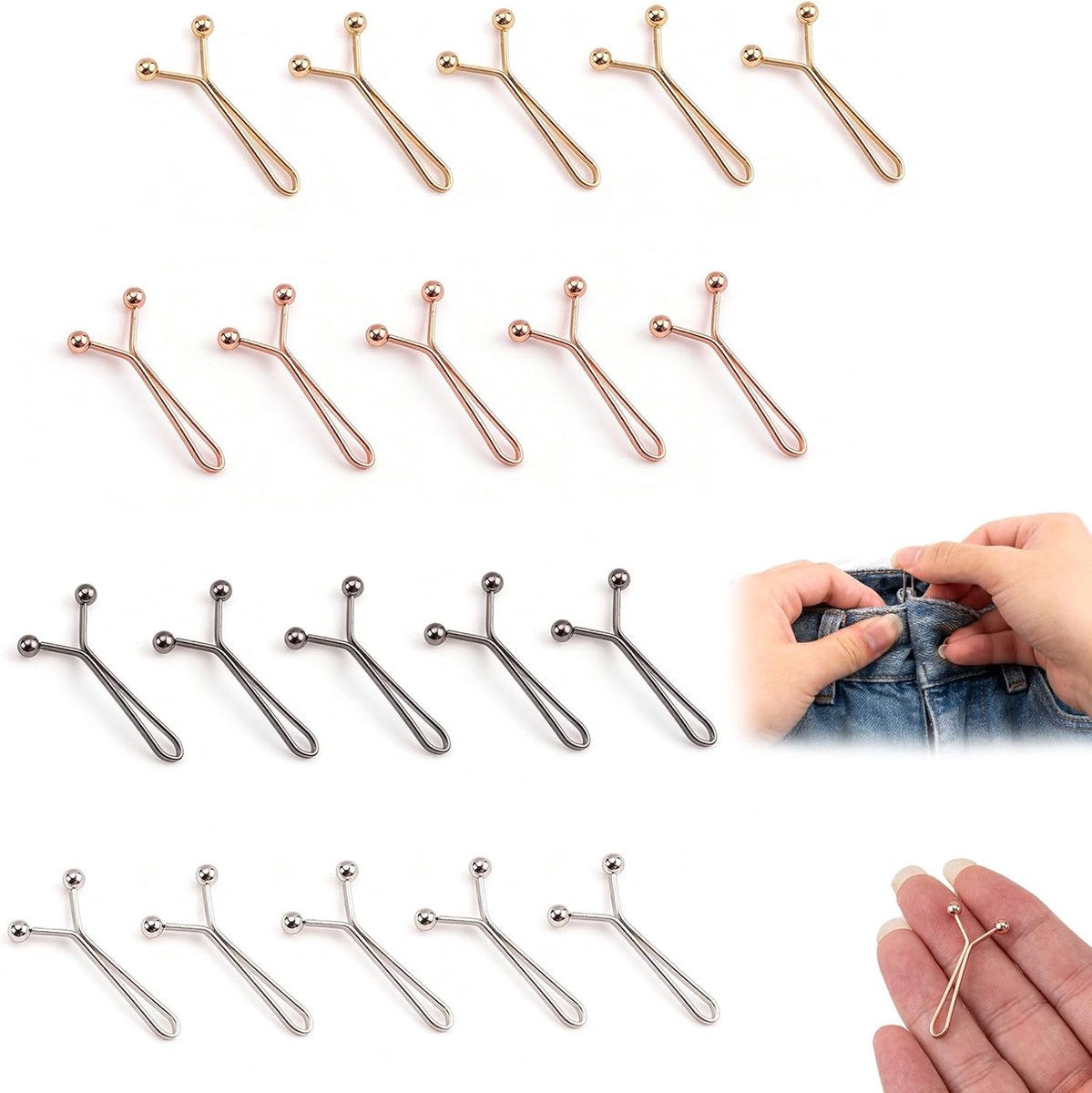 Knopen set 20 stuks verstelbare taille knoop parel design metaal 4 kleuren voor dames rokken broeken kledingreparatie