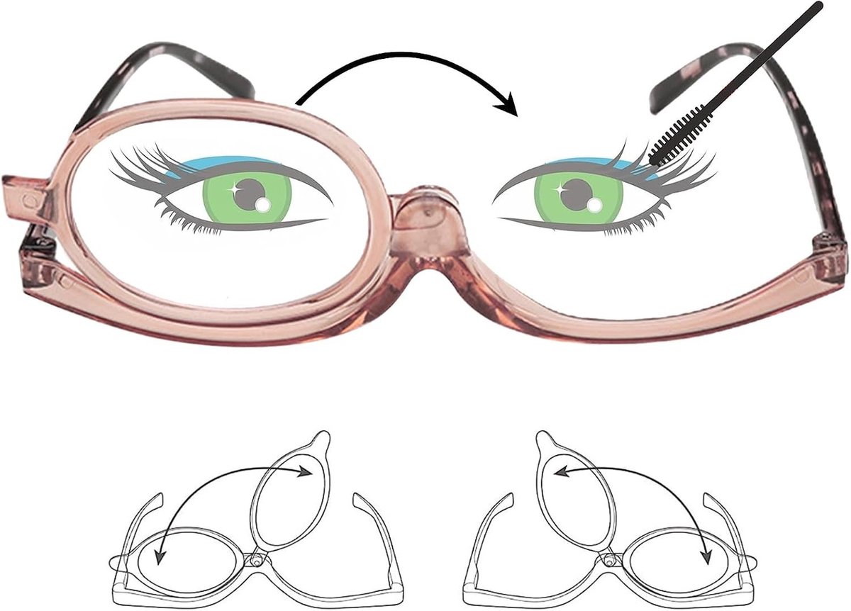 Vouwbare Make-up Glazen met Vergroting voor Vrouwen - Rotating Lens en Oogvergroting voor Precisie Make-up toepassing
