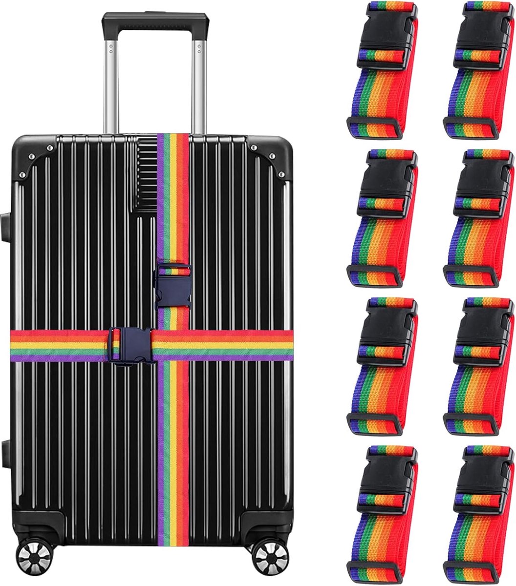 Bagageriemen voor koffer, kofferriem, kofferriem, kofferband, opvallend, voor extra grip voor bagage, in lengte verstelbaar, 1,8 m x 5 cm