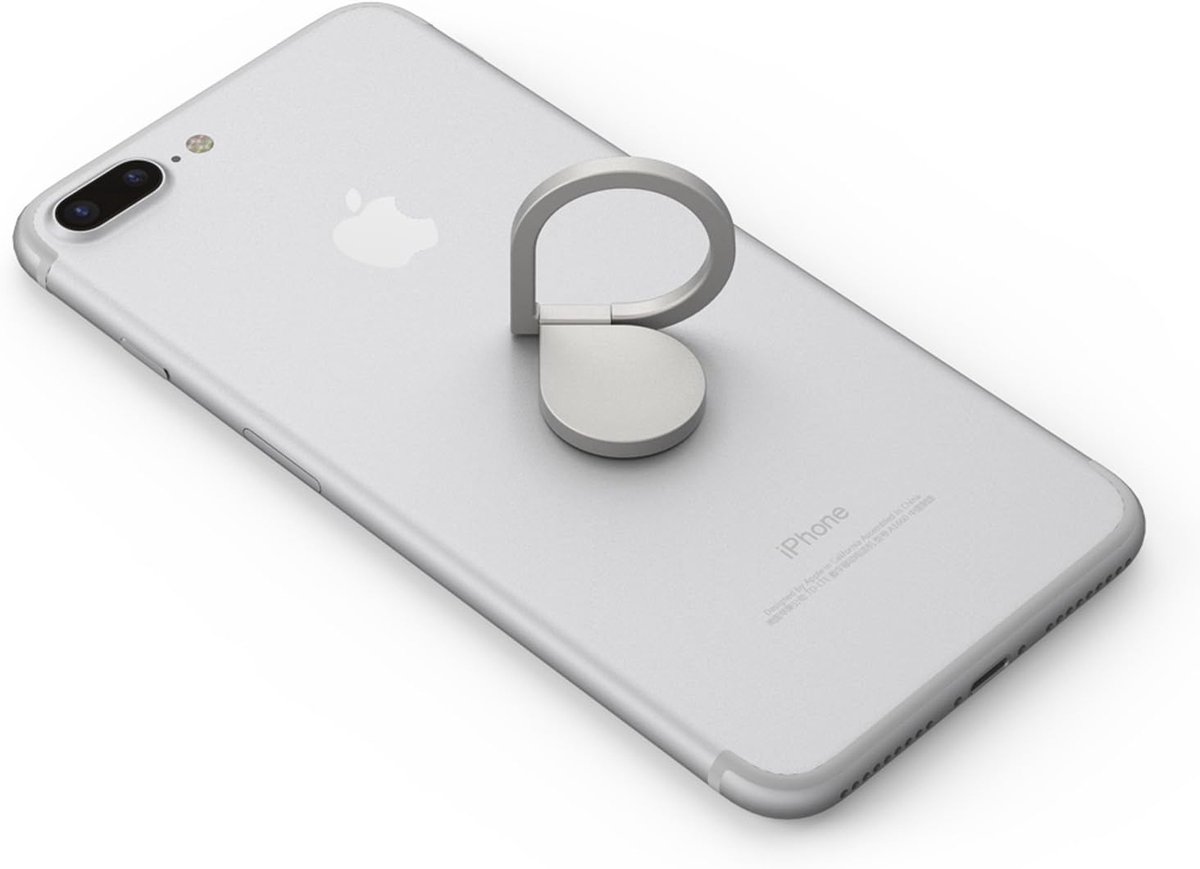 360 graden draaibare smartphone-vingerhouder - houder standaard - compatibel met Apple iPhone Samsung Galaxy - model MTKAB (zilver)