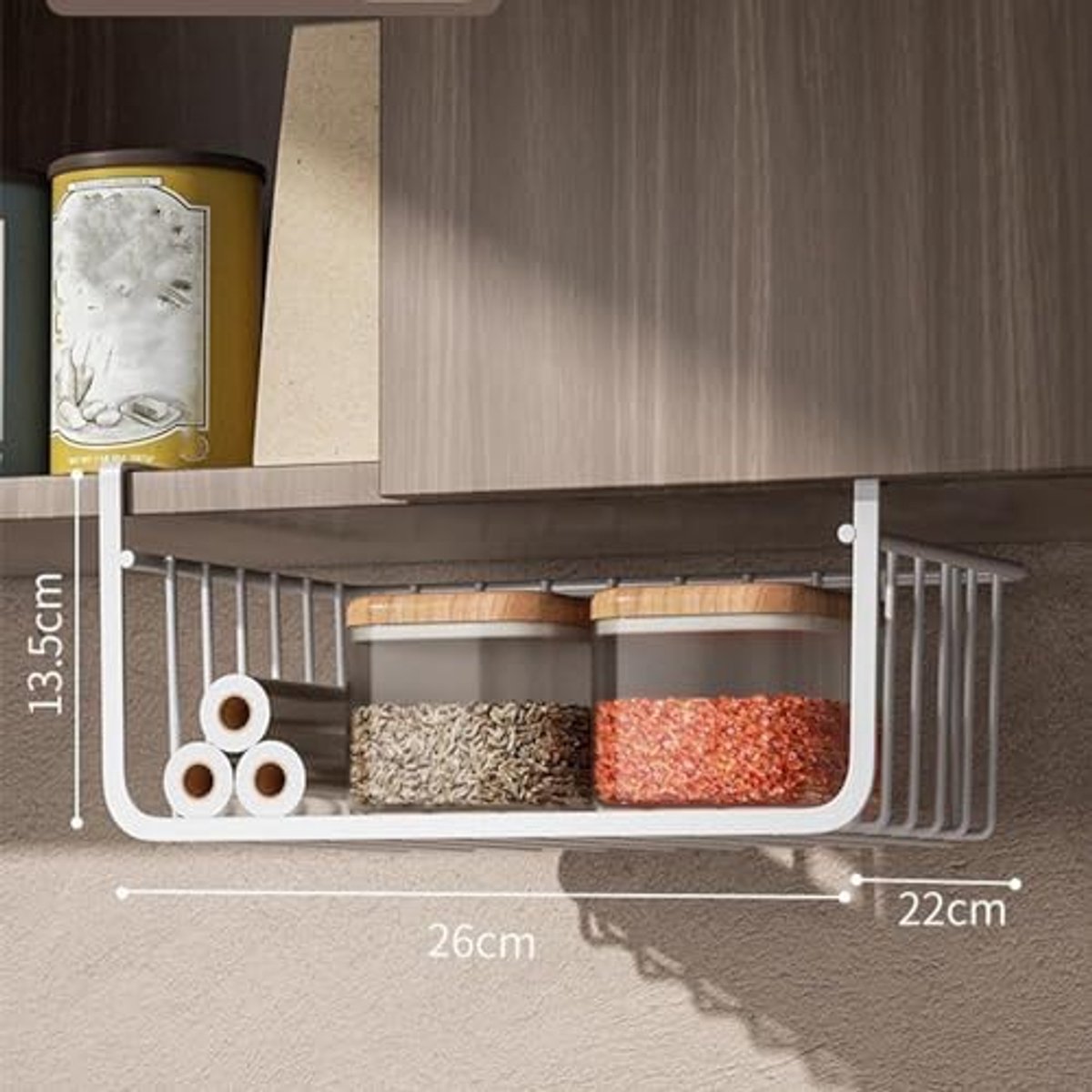 Metalen Kastmand, Plankhangende Mand voor Keuken, Kantoor, Kast, Opbergmand (Wat)