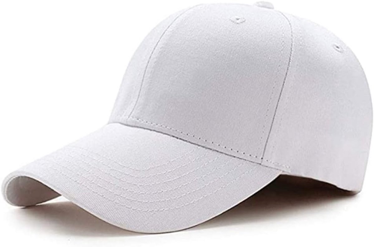 Cap Jongens Meisjes Baseball Cap Katoenen Pet Effen Zonnehoed Outdoor Basecap Verstelbare Baseballpet Kinderen Hoed Buiten Sport Baseball Pet voor Reizen Golf Tennis, wit, 47-54 cm