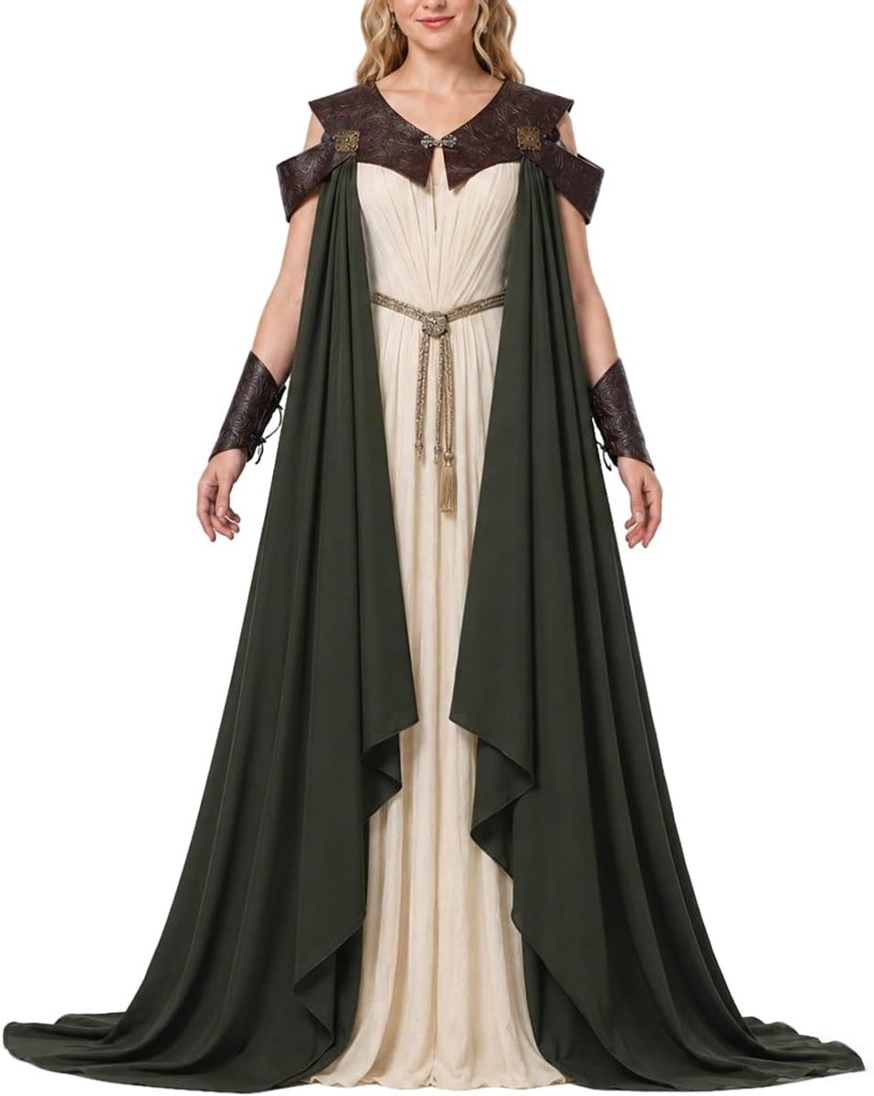 Heks Mantel Vrouwen Middeleeuwse Elven Cape Volledige Lengte Fairy Kostuum Ren Faire Cosplay Party
