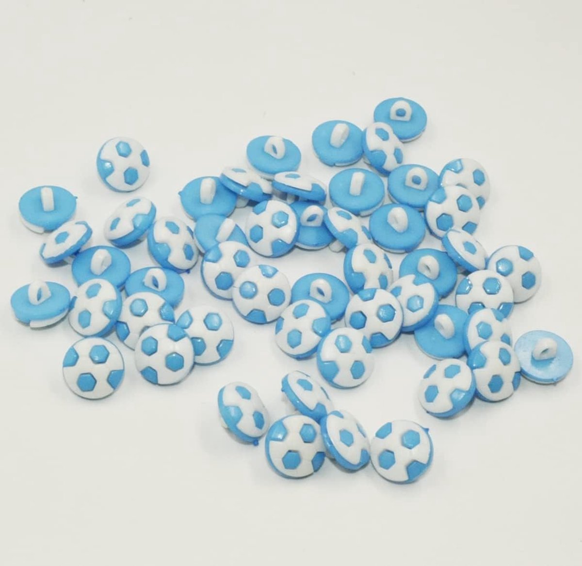 acryl 13 mm schacht voetbal print knoppen pak van 50 (lichtblauw)