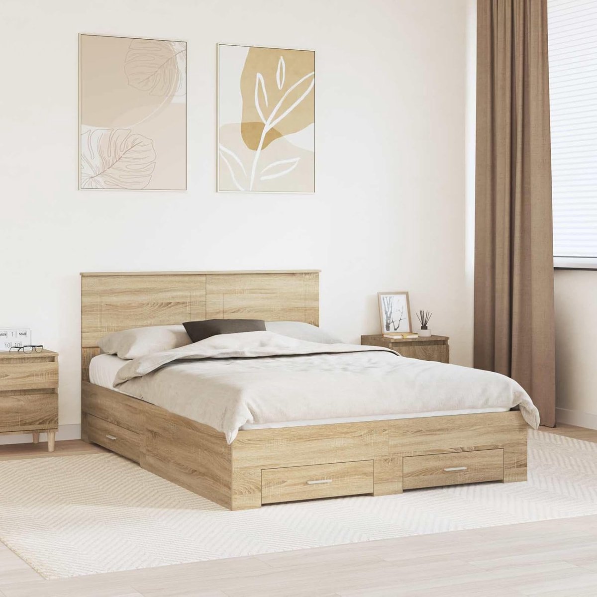 Bewerkt hout Modern minimalistisch Sonoma eiken 140 x 190 cm