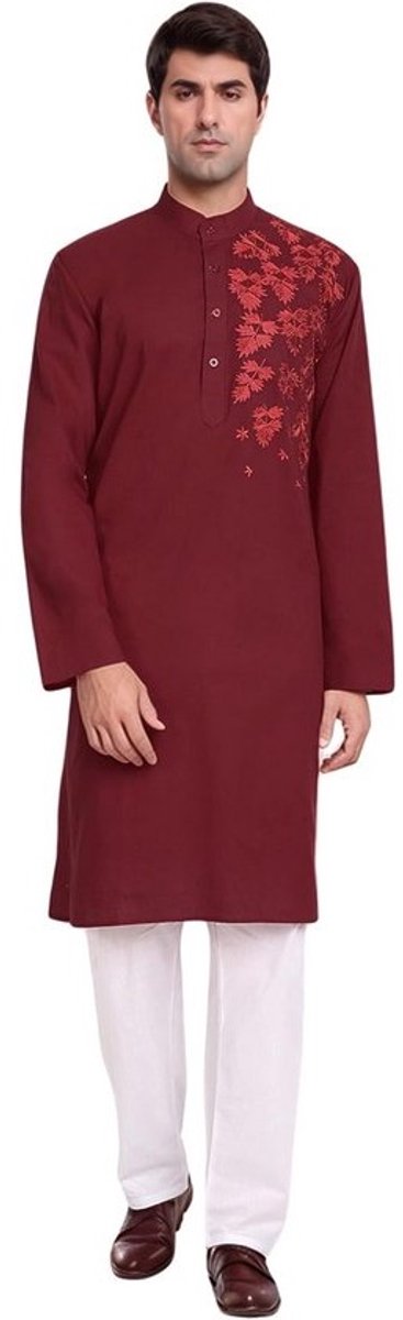 Traditionele Indiase Kurta Pyjama Set voor Heren van Katoen
